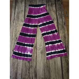 India Boutique Tie Dye Hippie Yoga Boho Flowy Womens Wide Leg Pants Free Sz S/M